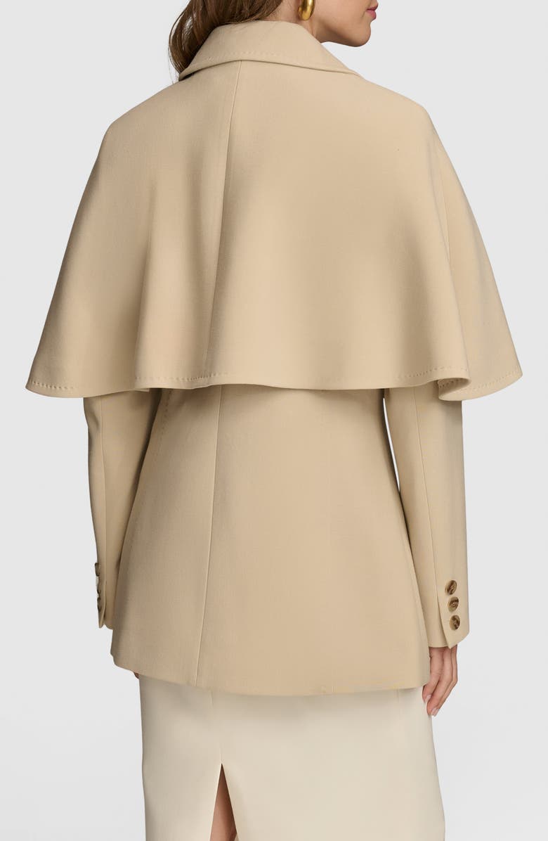 Donna Karan New York Water Repellent Crepe Raincoat with Cape, Alternate, color, Camel