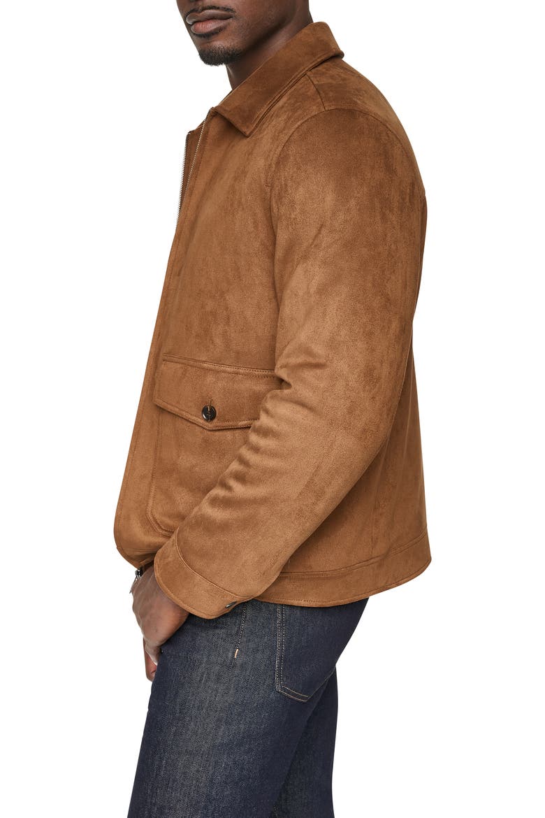 Faux Suede Trucker Jacket, Alternate, color, COGNAC
