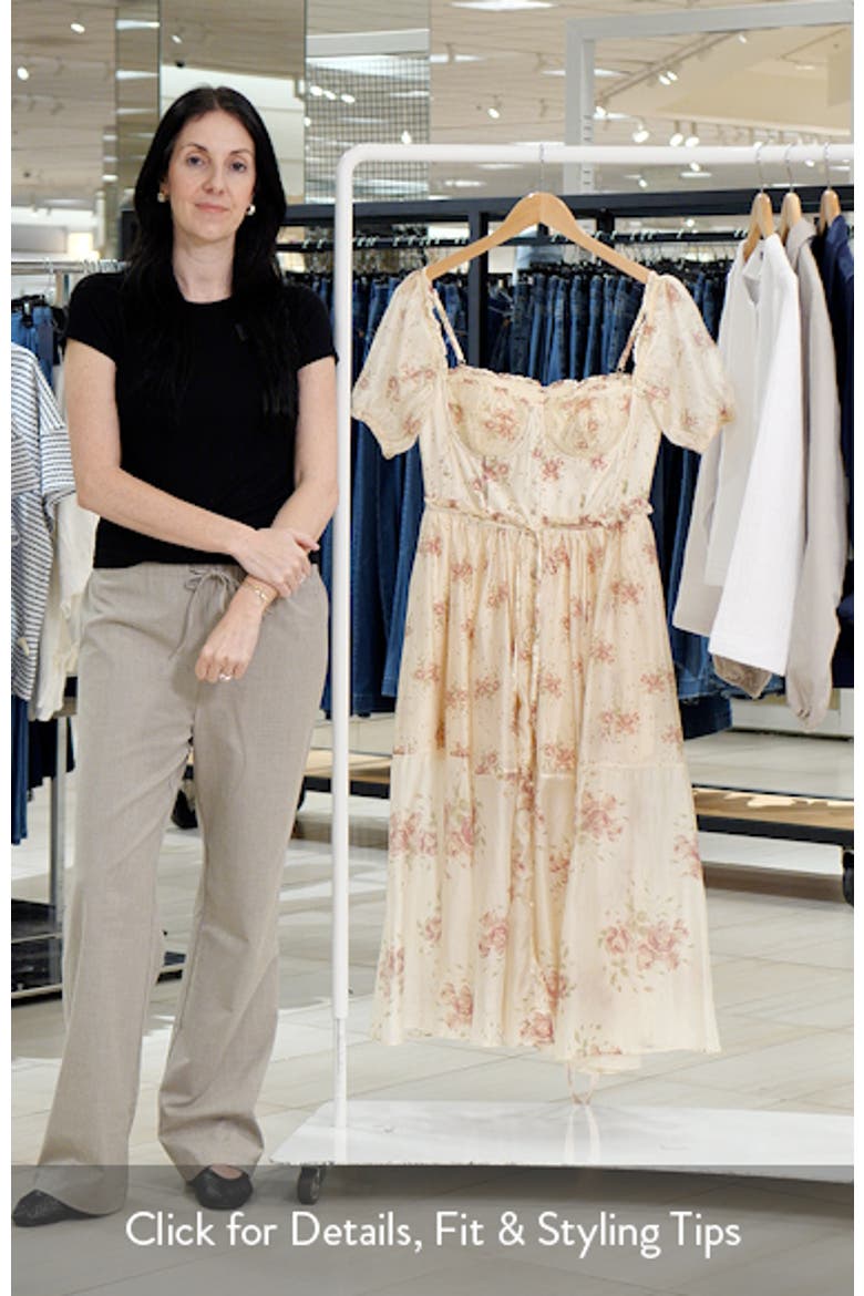 Penelope Floral Puff Sleeve Corset Chiffon Midi Dress video