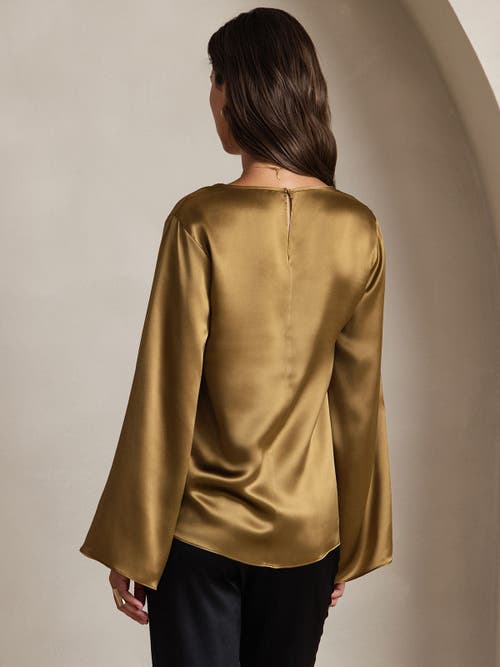 Silksilky 19momme Silk Solid Color Casual Long-sleeved T-shirt In Brown