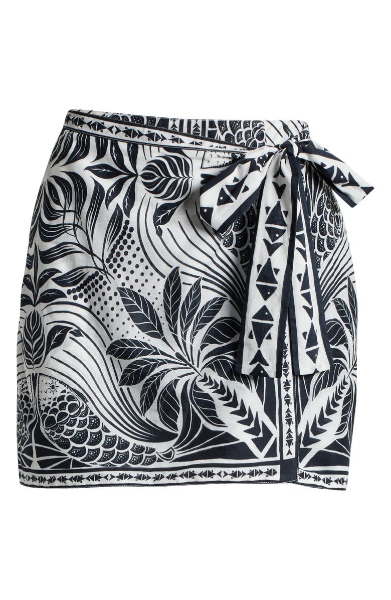 FARM Rio Monochrome Elegance Scarf Print Cover-Up Wrap Miniskirt, Alternate, color, 