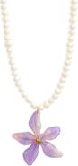 VIDAKUSH Freshwater Pearl Orchid Pendant Necklace