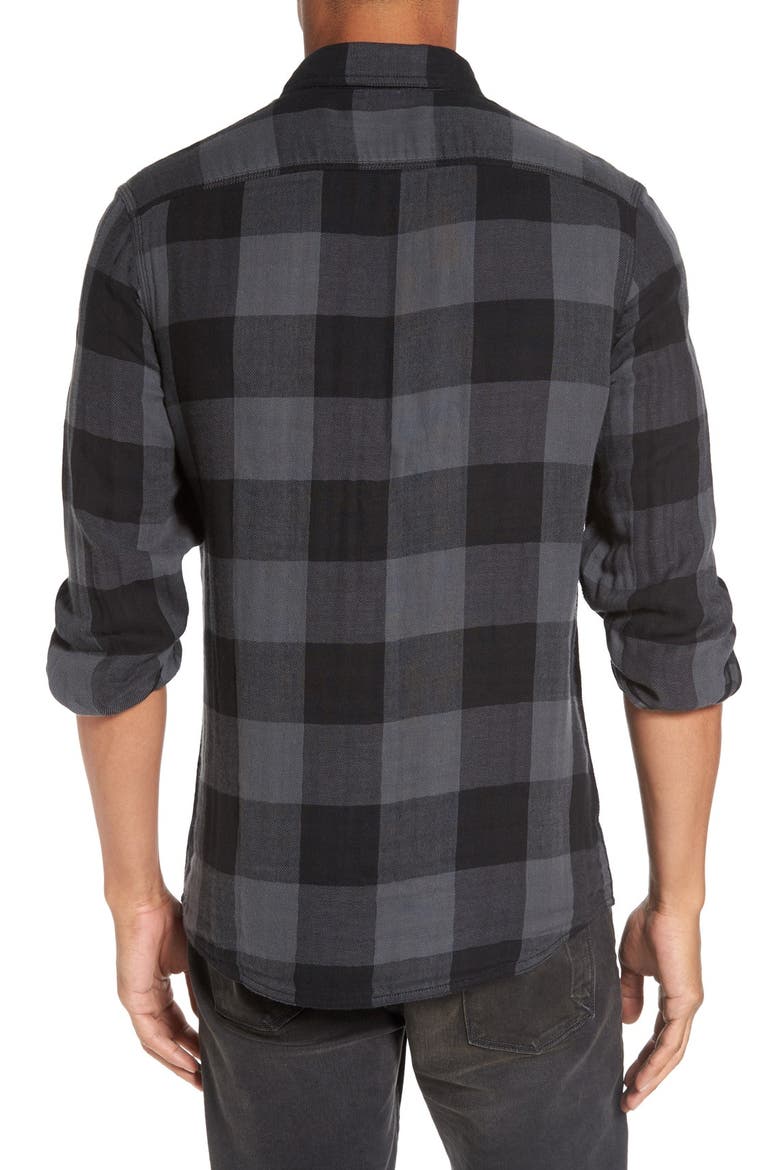 Trim Fit Buffalo Plaid Flannel Shirt Jacket, Alternate, color, BLACK CAVIAR BUFFALO