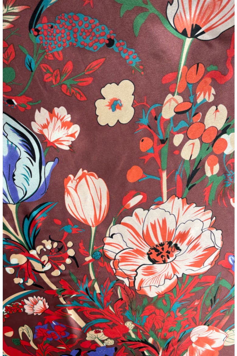 Floral Satin Scarf, Alternate, color, BURGUNDY