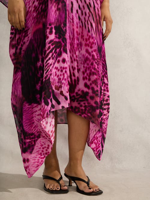 Live Unlimited Animal Print Kaftan Dress In Purple