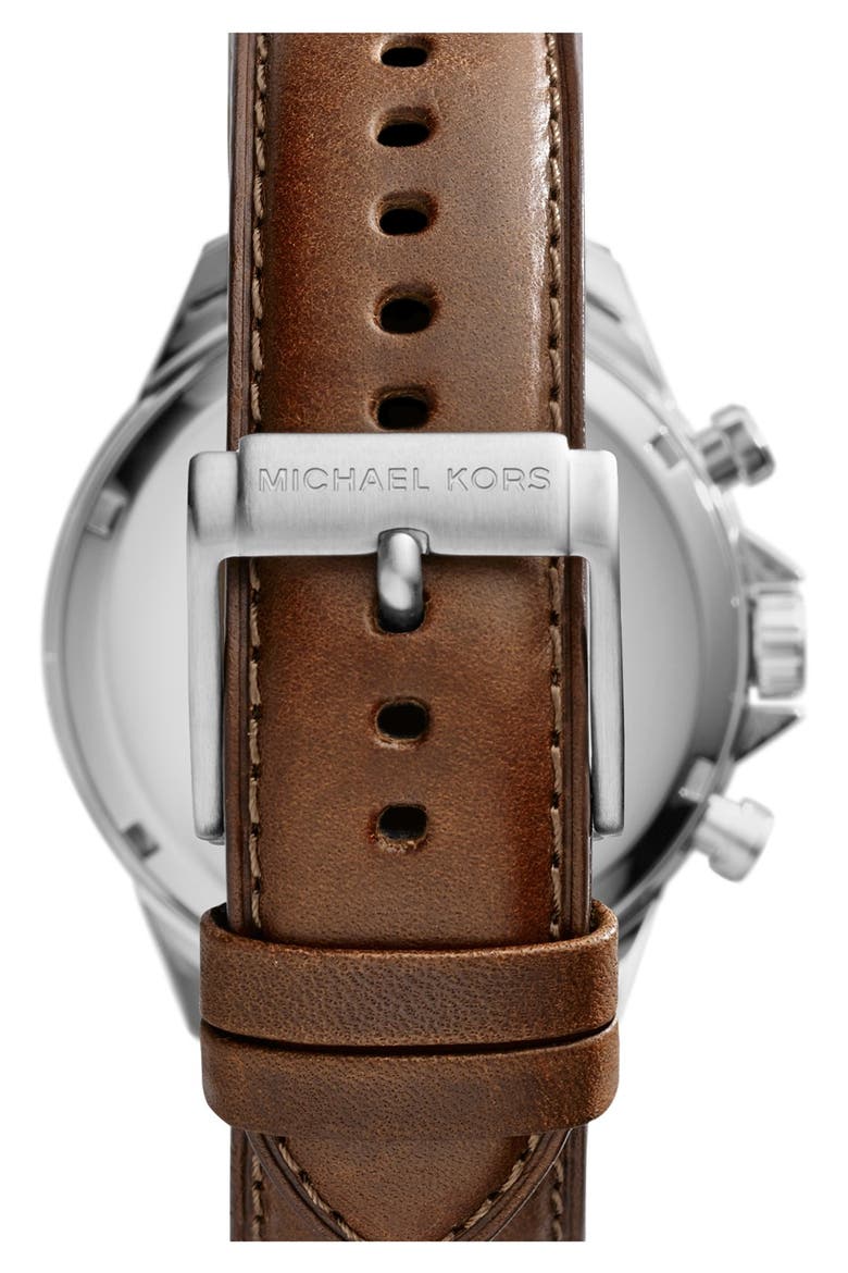 'Gage' Chronograph Leather Strap Watch, 45mm, Alternate, color, BROWN/ BLUE