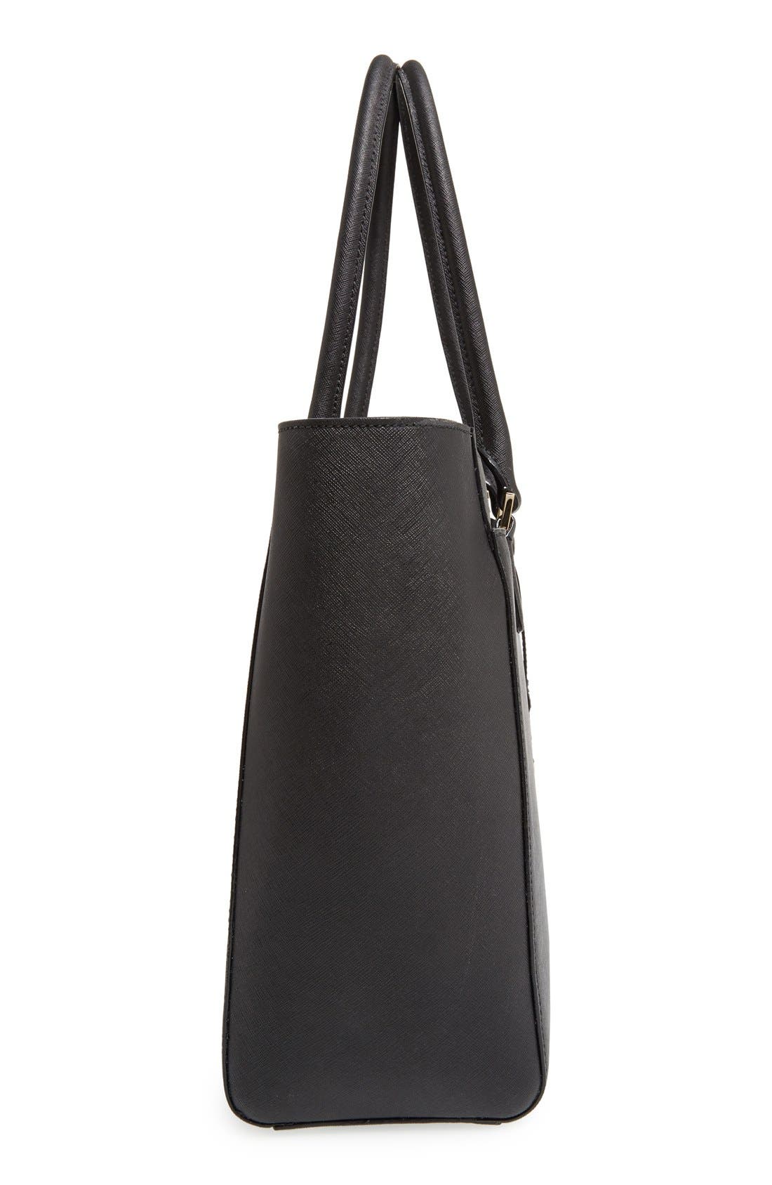 'cameron street - havana' textured leather tote, Alternate, color, BLACK