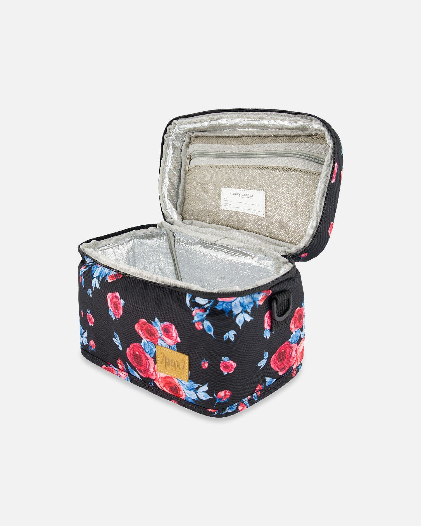 Deux par Deux Girl's Lunch Box Black Printed Roses, Alternate, color, 