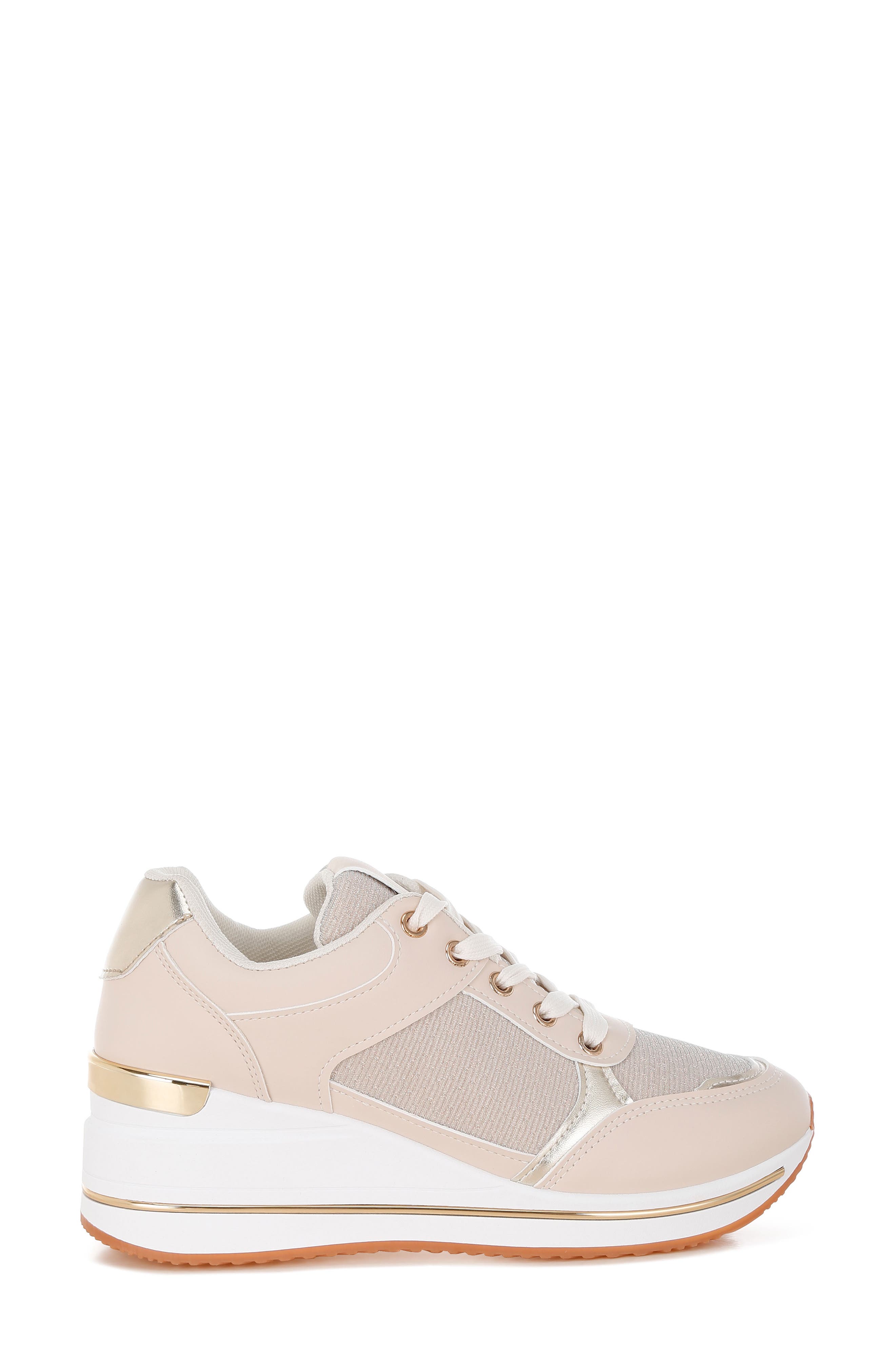 Vespera Wedge Sneaker, Alternate, color, BEIGE