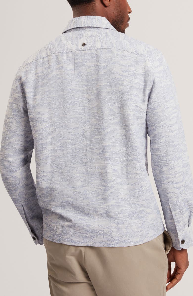 Ted Baker Lerreto Jacquard Denim Zip Overshirt, Alternate, color, Blue