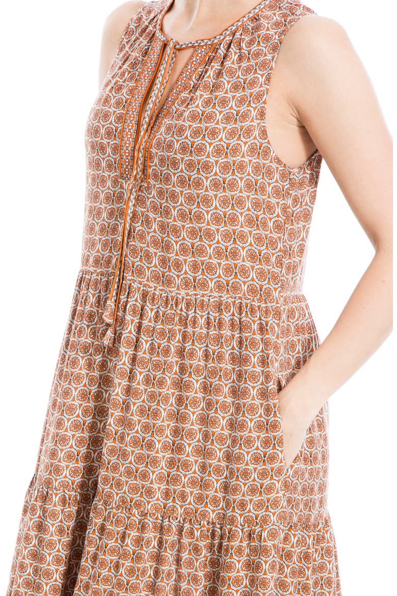 Sleeveless Tiered Maxi Dress, Alternate, color, ORANGE FLORAL MEDALLION