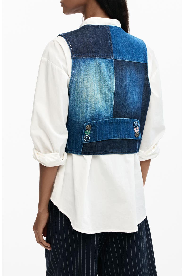 Patchwork Denim Vest, Alternate, color, MEDIUM BLUE