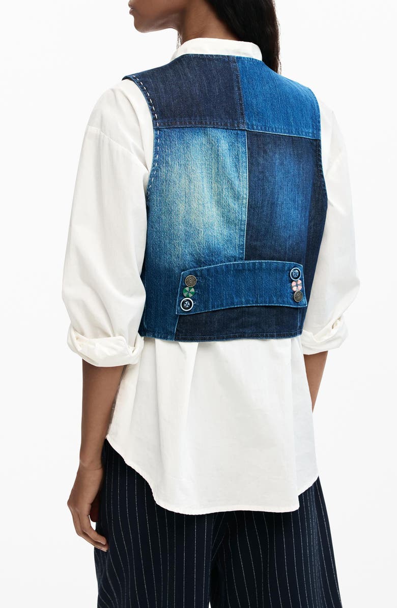 Desigual Patchwork Denim Vest, Alternate, color, 