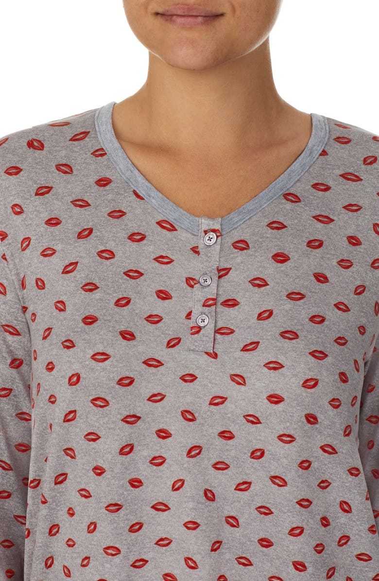 Kate Spade New York print henley long pajamas, Alternate, color, 