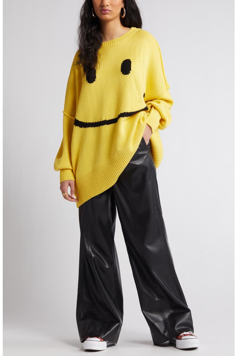 Smile Oversize Sweater, Main, color, YELLOW