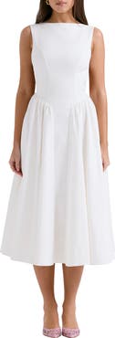 HOUSE OF CB Cindy Sleeveless Twill Midi Cocktail Dress