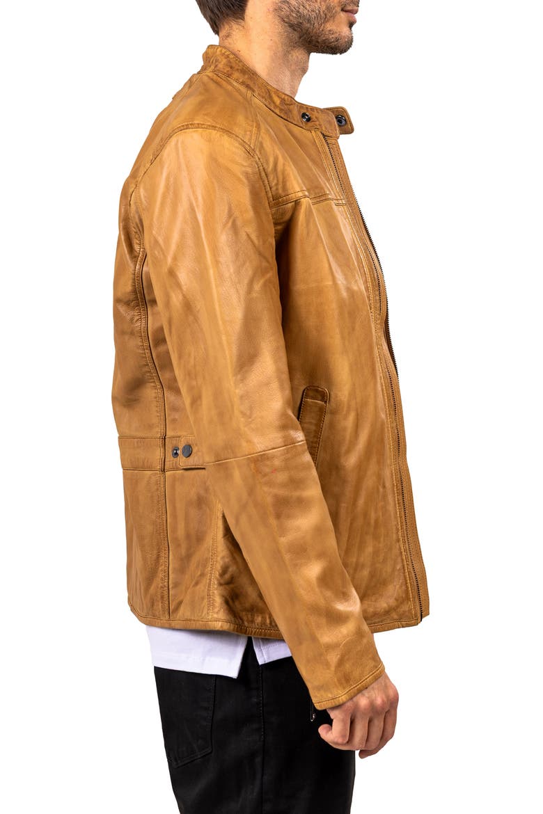 Washed Brown Lambskin Leather Jacket, Alternate, color, BROWN