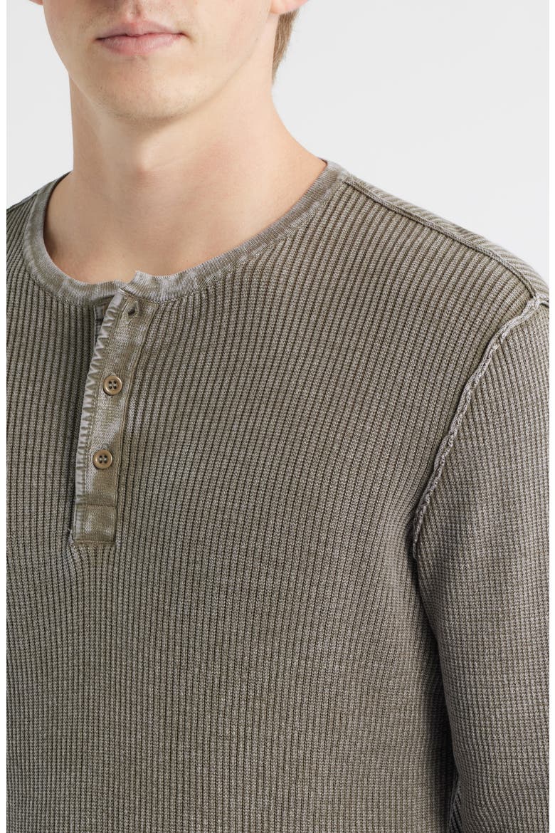 Stonewash Cotton Henley Sweater, Alternate, color, OLIVE
