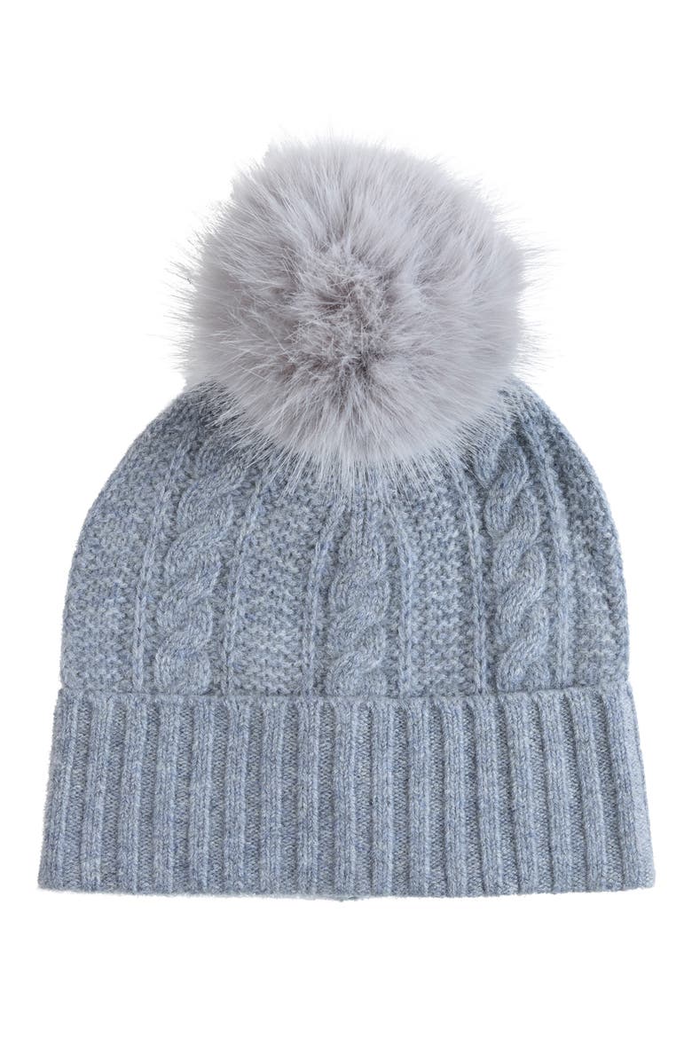 Cashmere Cable Cuffed Beanie, Main, color, GREY