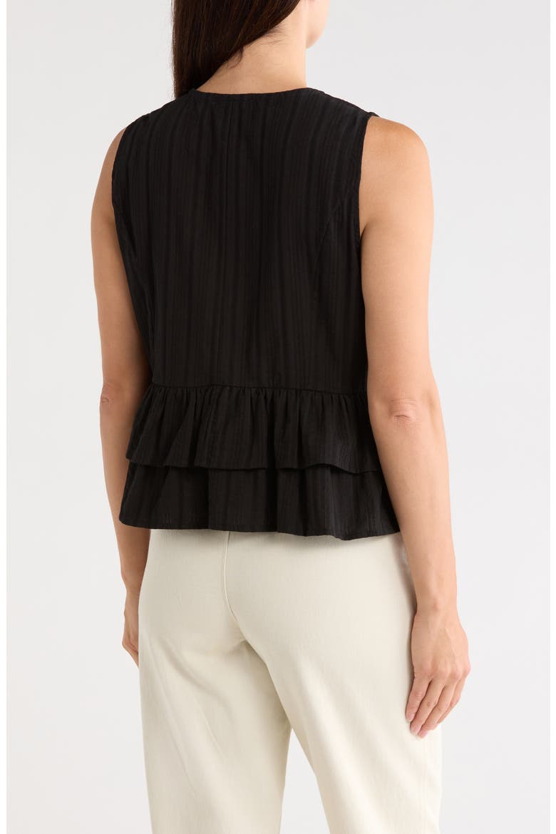 Sleeveless Button Front Peplum Top, Alternate, color, BLACK