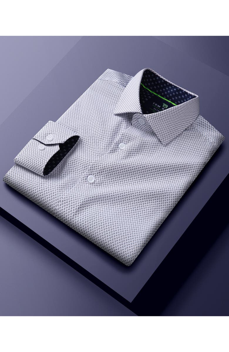 TOM BAINE Regular Fit Performance Stretch Long Sleeve Button Front Shirt, Alternate, color, White