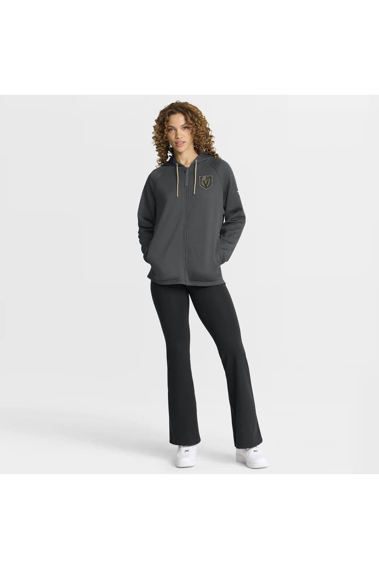 Women's Fanatics Black Vegas Golden Knights Authentic Pro Rink Raglan Full-Zip Hoodie, Alternate, color, Black