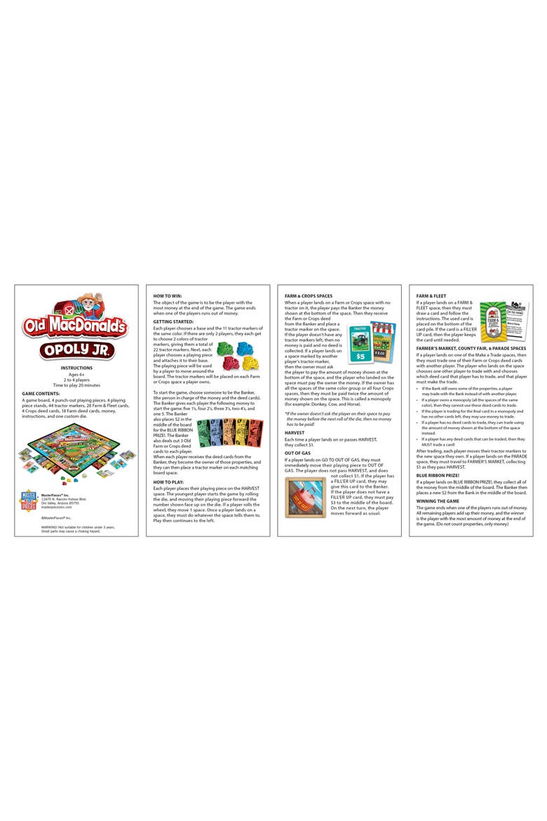 Old MacDonald's Opoly Junior, Alternate, color, Multicolor
