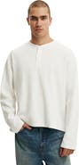 Cotton On Men's Relaxed Fit Textured Henley Long Sleeve