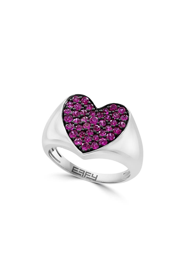 Pavé Ruby Heart Ring, Main, color, RED