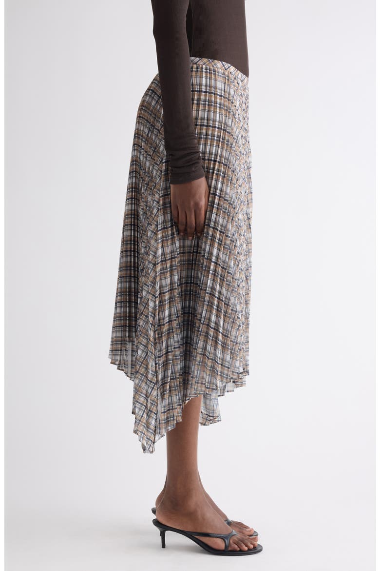 Plaid Bias Cut Pleated Skirt, Alternate, color, GREY