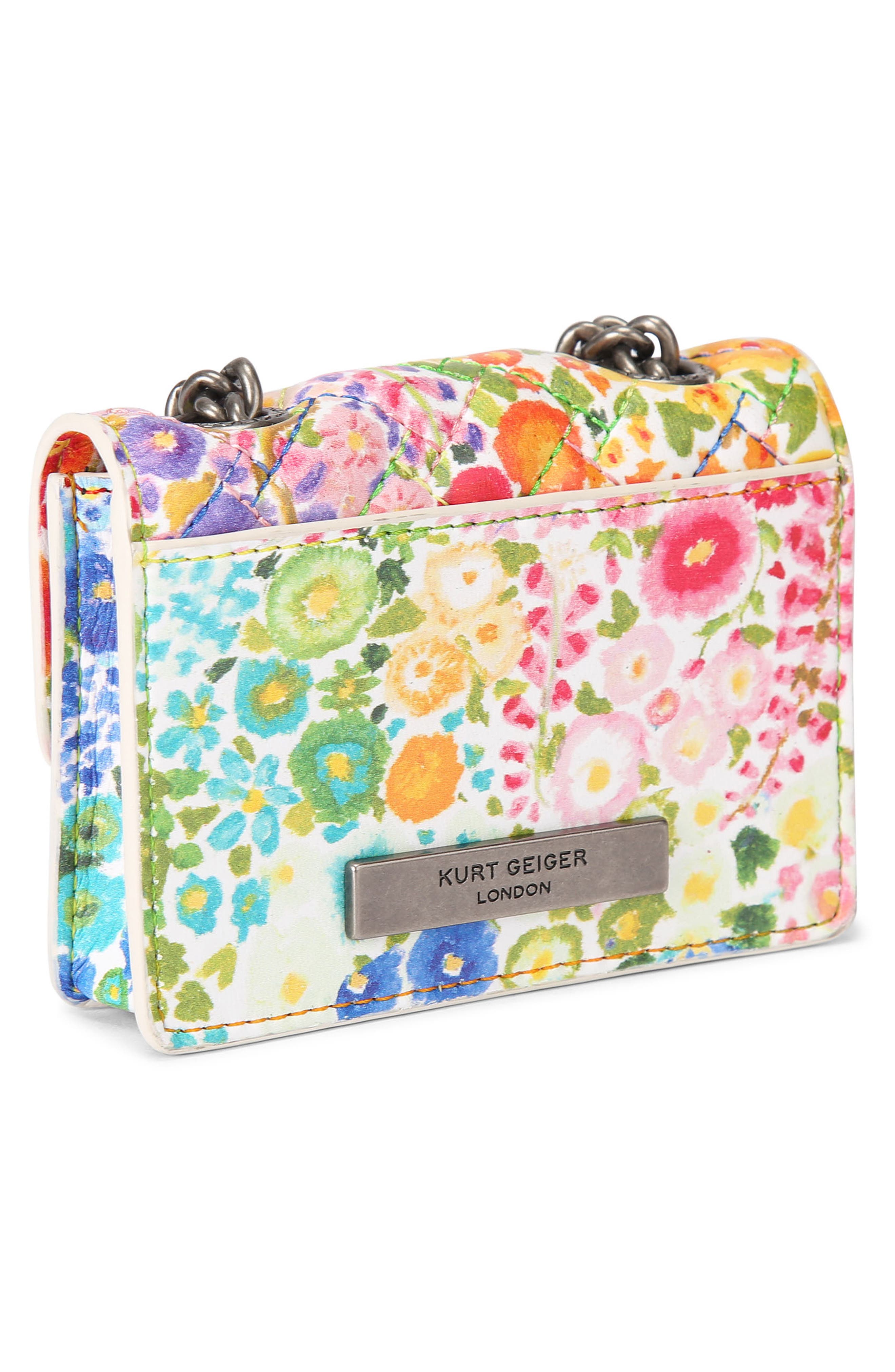 Kurt Geiger London Floral Couture Micro Kensington Floral Quilted Crossbody Bag, Alternate, color, 