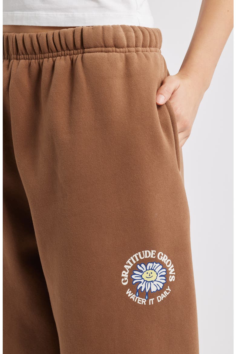 Gratitude Grows Fleece Graphic Joggers, Alternate, color, BROWN