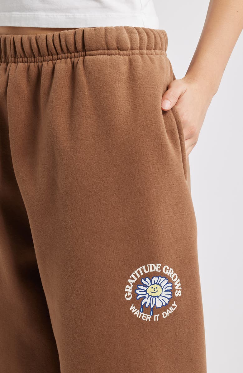 THE MAYFAIR GROUP Gratitude Grows Fleece Graphic Joggers, Alternate, color, Brown