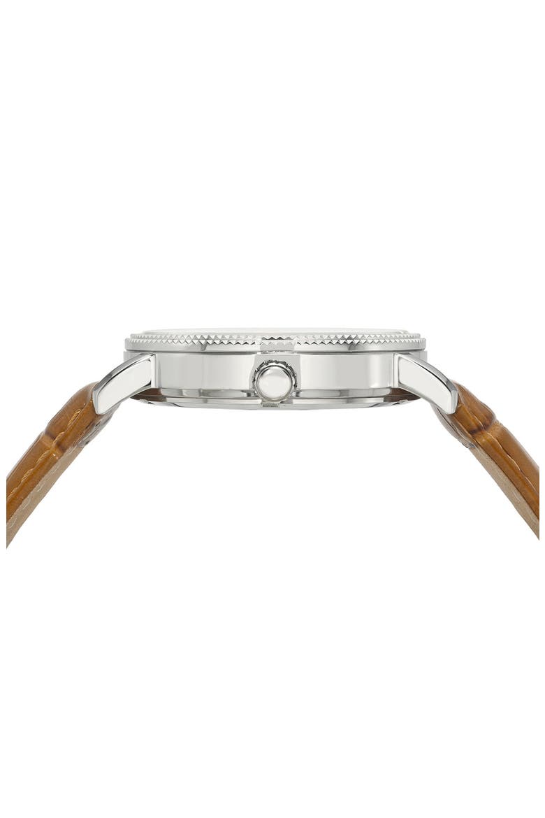 Veritas 1 Croc Embossed Leather Strap Watch, 40mm, Alternate, color, SILVER/ WHITE