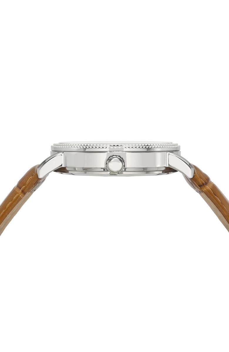 PORSAMO BLEU Veritas 1 Croc Embossed Leather Strap Watch, 40mm, Alternate, color, Silver/ White