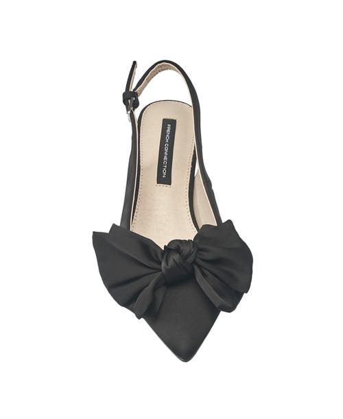 French Connection Quinn Bow Womens Bow Satin Slingback Heels In Black