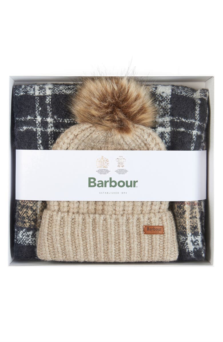 Barbour Saltburn Faux Fur Beanie & Scarf Set, Alternate, color,