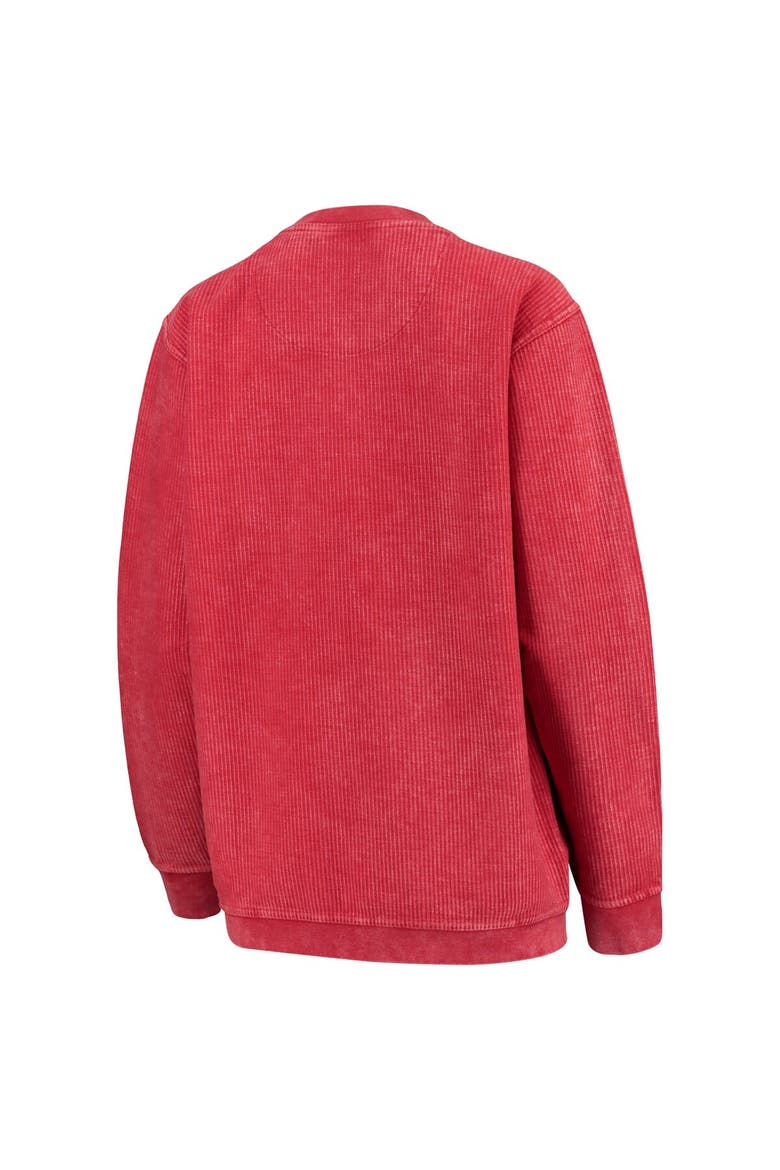 Women's Pressbox Red Wisconsin Badgers Comfy Cord Corduroy Crewneck Sweatshirt, Alternate, color, Red
