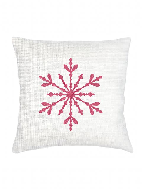 Winter Snowflake Linen Pillow Cover Only