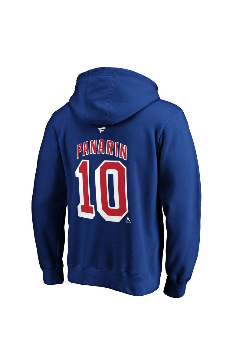 FANATICS Men's Fanatics Branded Artemi Panarin Blue New York Rangers Authentic Stack Player Name & Number Fitted Pullover Hoodie, Alternate, color, Blue