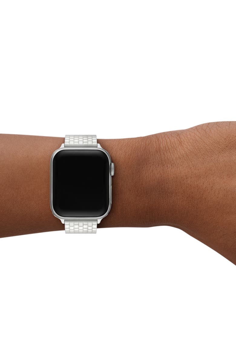 Tory Burch The Eleanor Ceramic 18mm Apple Watch<sup>®</sup> Bracelet Watchband, Alternate, color, White