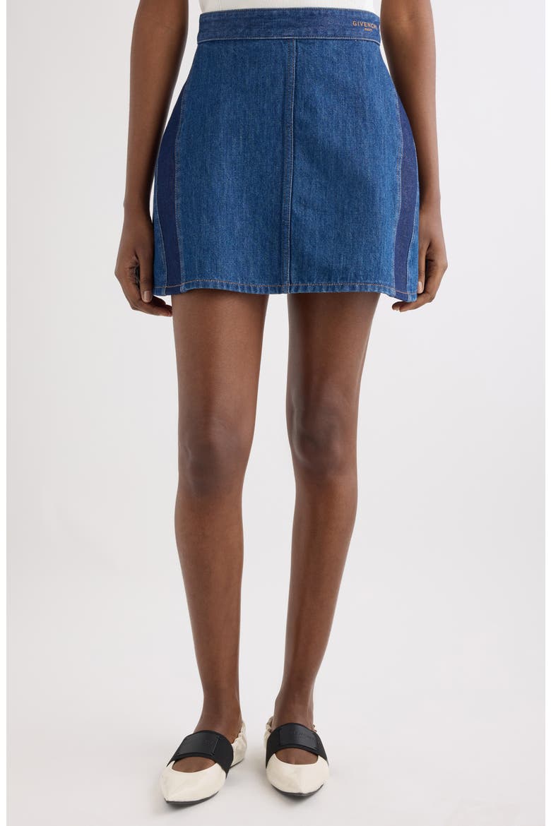 Cocoon Denim Miniskirt, Main, color, MEDIUM BLUE