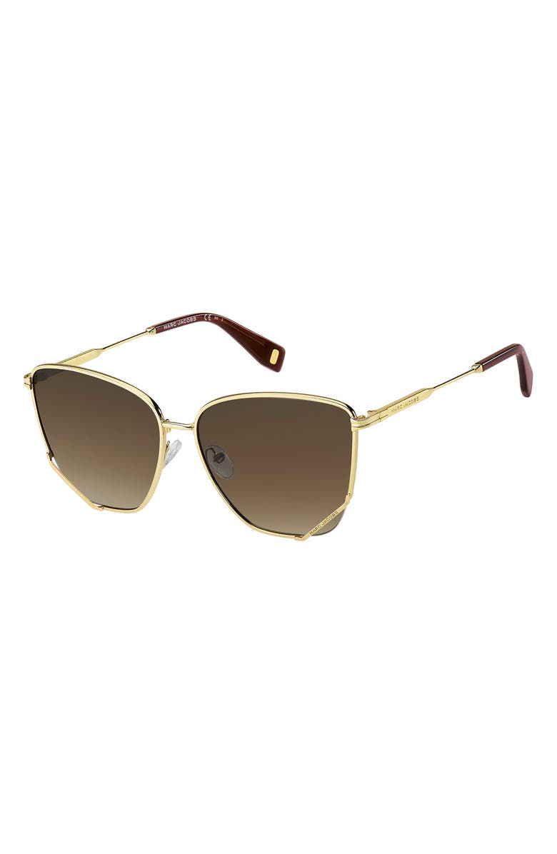 Marc Jacobs 61mm Oversize Square Sunglasses, Alternate, color, Gold Brown/ Brown Gradient