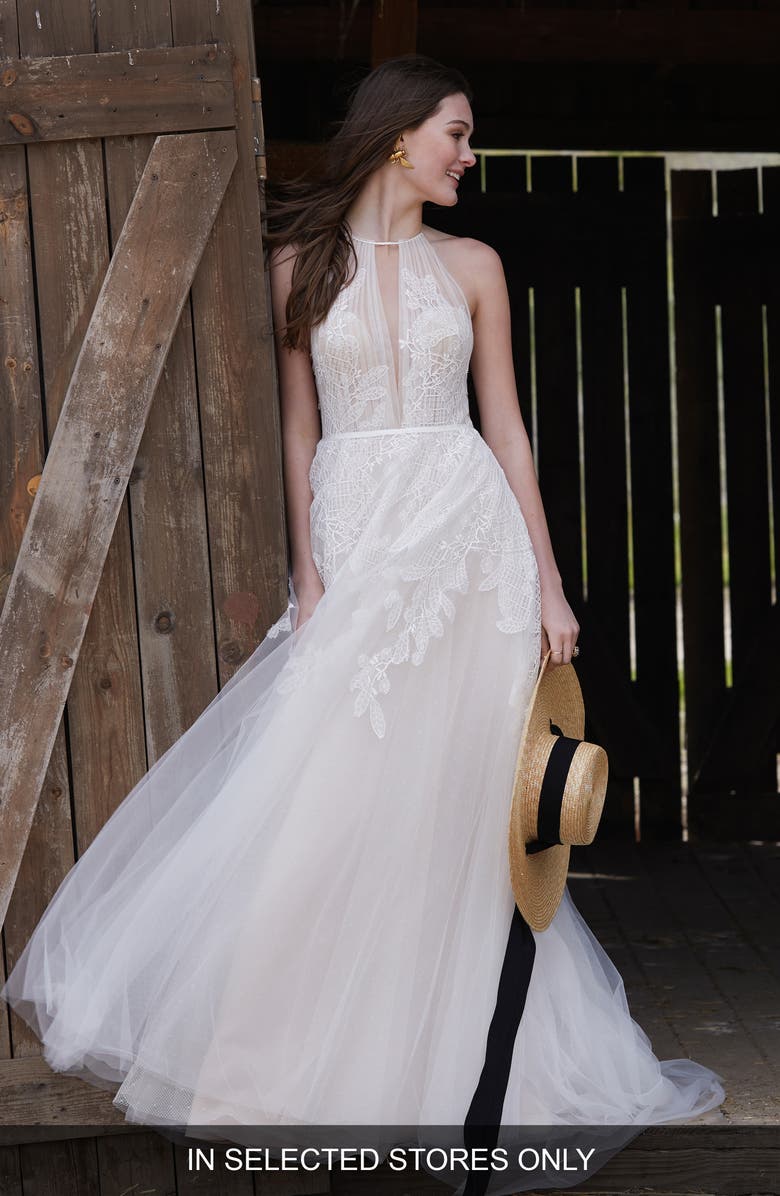 Willowby Harvest Lace & Tulle A-Line Wedding Dress, Main, color,