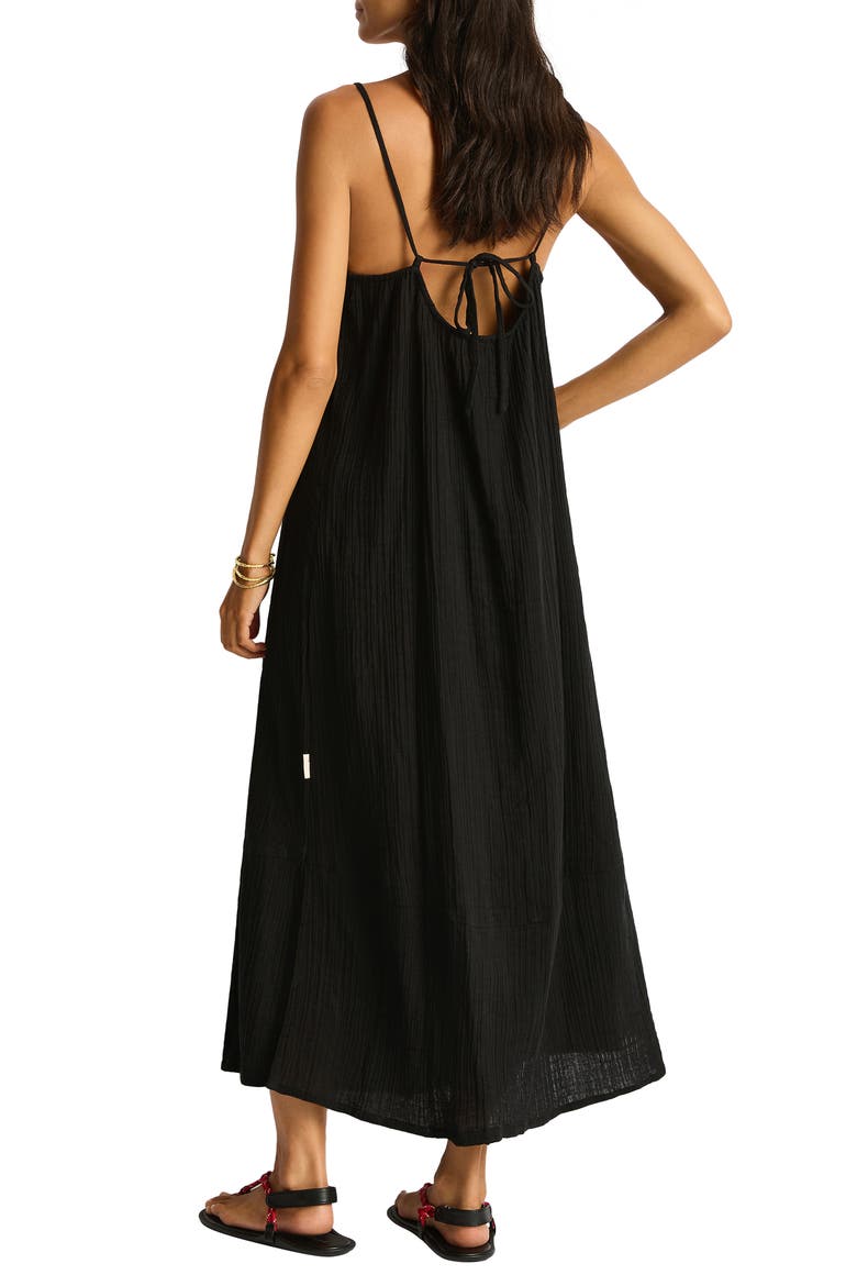 Sunset Tie Back Cover-Up Dress, Alternate, color, BLACK