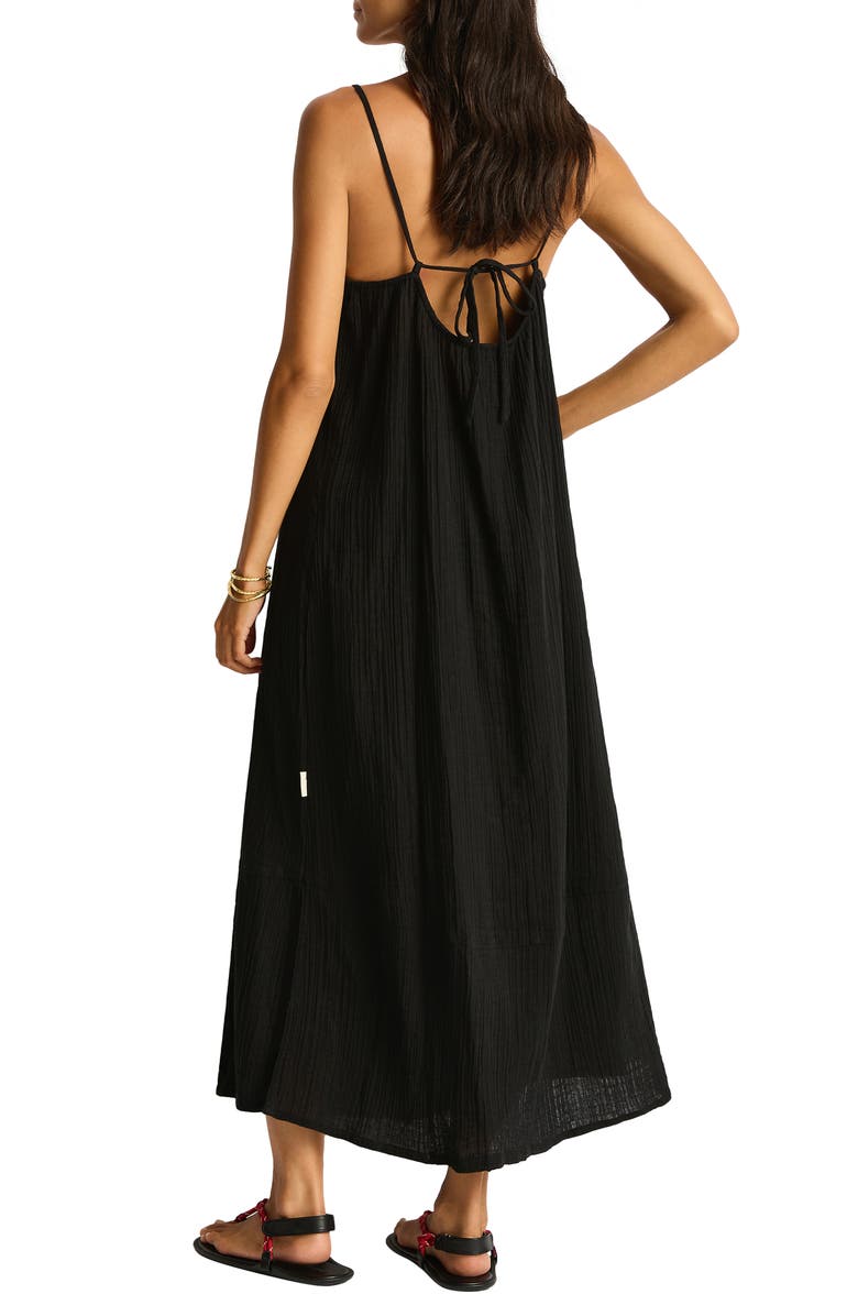 Sea Level Sunset Tie Back Cover-Up Dress, Alternate, color, Black