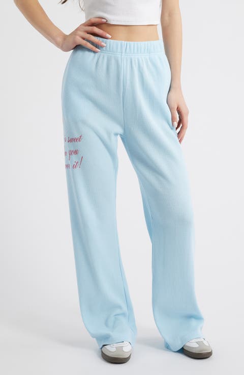 Life is Sweet Waffle Knit Wide Leg Sweatpants