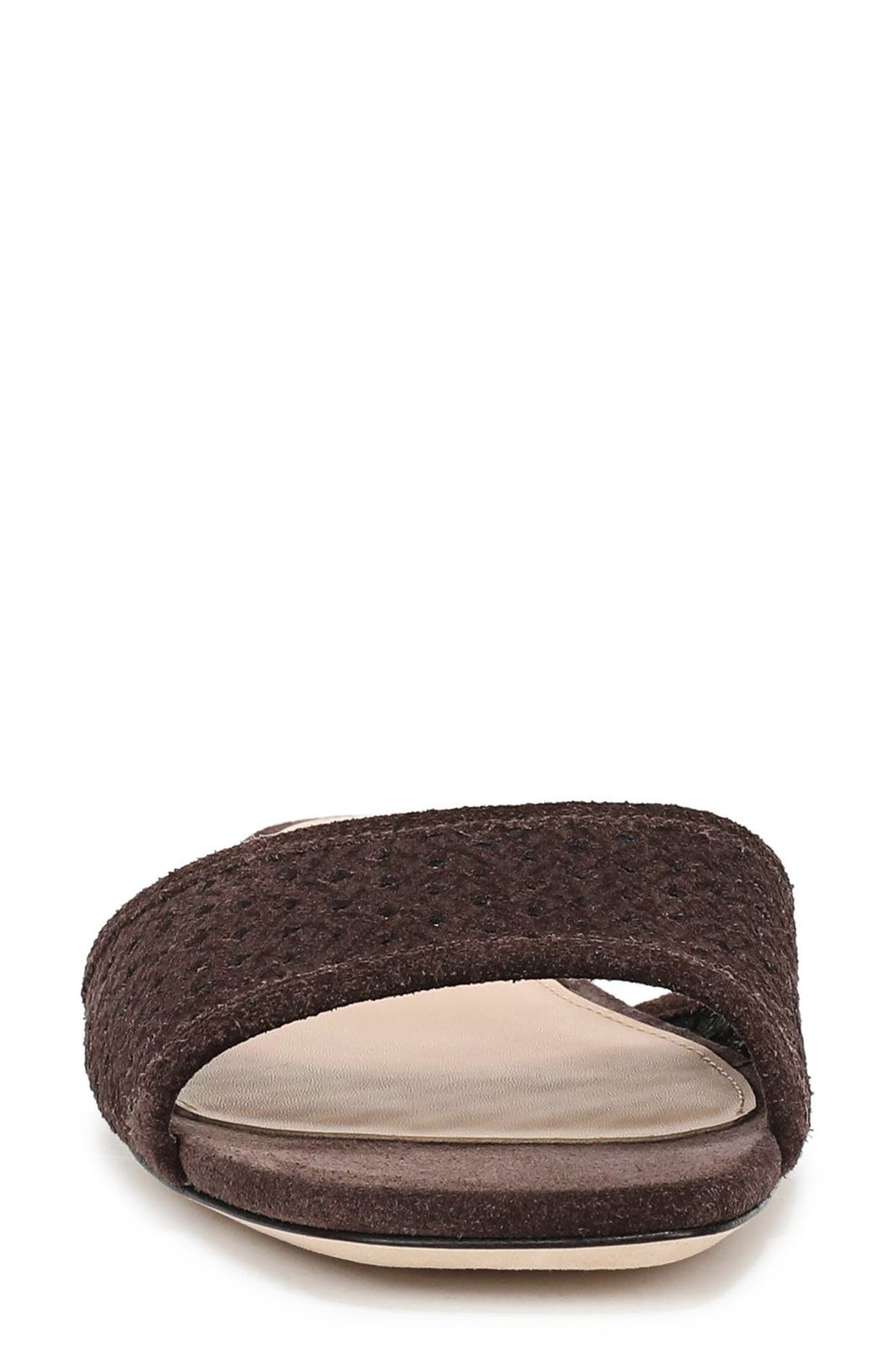 Veronica Beard Myla Perforated Slide Sandal, Alternate, color, Espresso