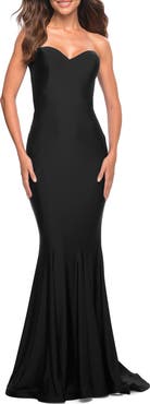 La Femme Chic Jersey Gown with Sweetheart Neckline