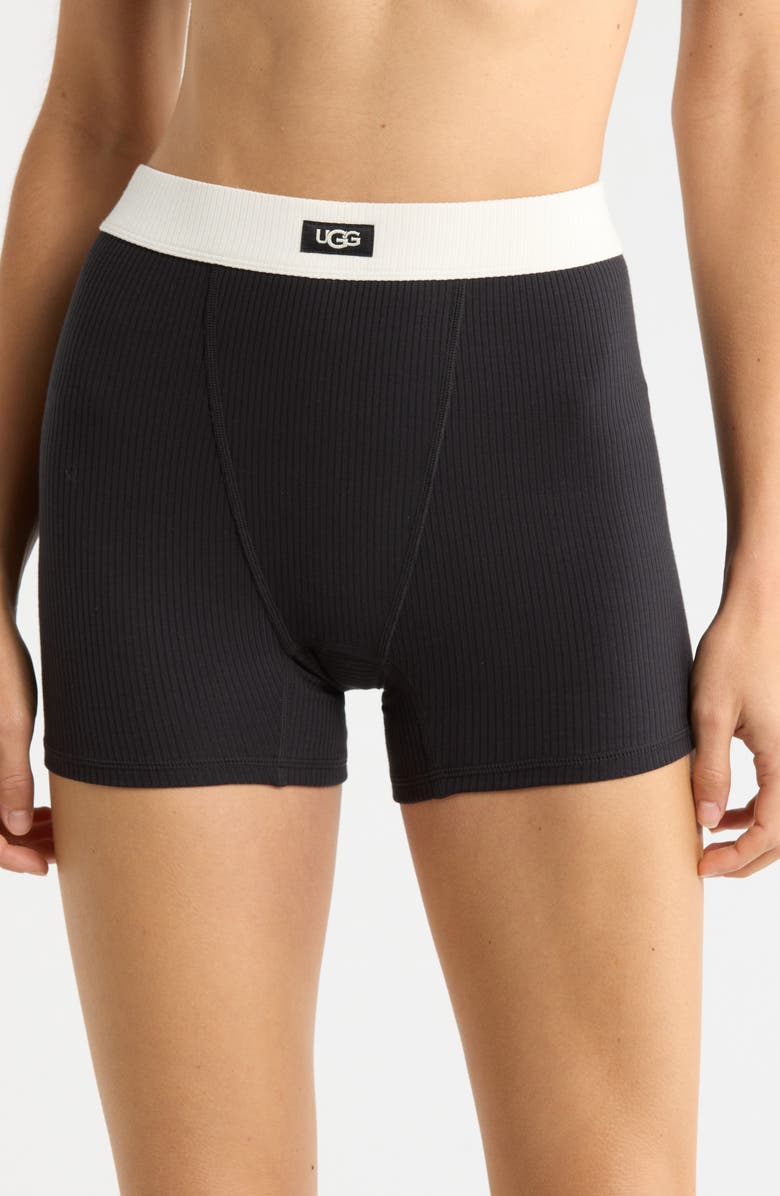 UGG<sup>®</sup> Alexiah Rib Lounge Boy Shorts, Main, color, Black/ Nimbus